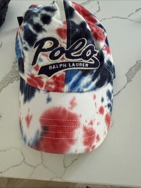 Ralph Lauren Kids Tie-Dye Polo Baseball Cap - Red, Blue, White